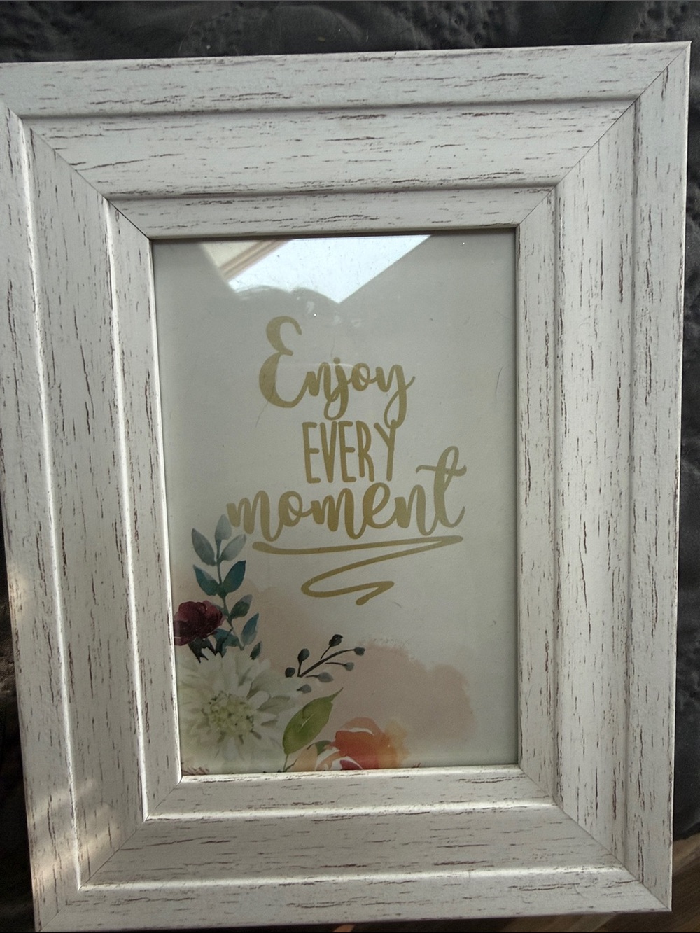 Frame White Distressed Wood Frame with Gold Accent Print - Picture 1 of 2